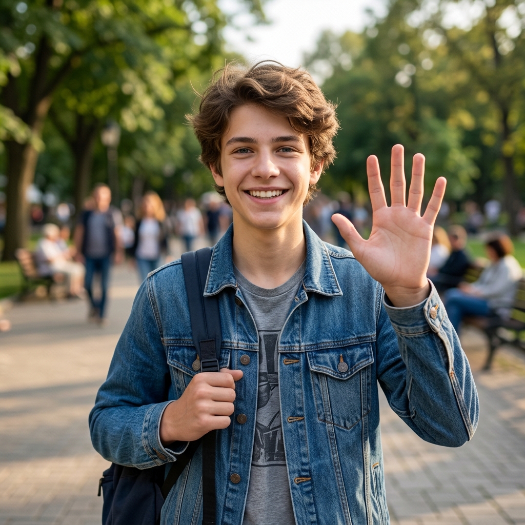 AI generated photo with a person holding up a hand with six fingers.